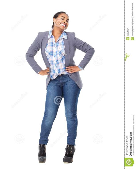 Cheerful Black Woman Stock Photo Image Of Hair Blue