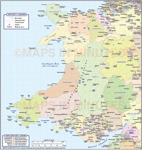 Wales Basic County Map 1m Scale Wales Maps British Isles Uk Maps