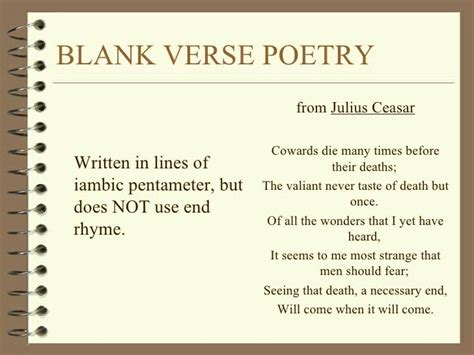 Blank Verse Poetry Iambic Pentameter Poetic Forms Writing Poetry