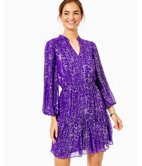 Lilly Pulitzer Joella Silk Dress In Purple Lyst