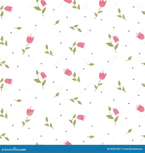 Delicate Graphic Print Small Floral Pattern Stock Illustration