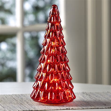 Lighted Glass Christmas Tree For Tabletops Shelves Mantles