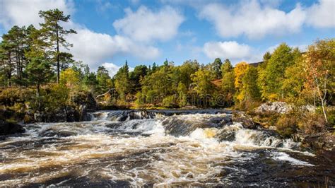 Autumn Colours At The Waterfalls On The River Affric Stock Photo