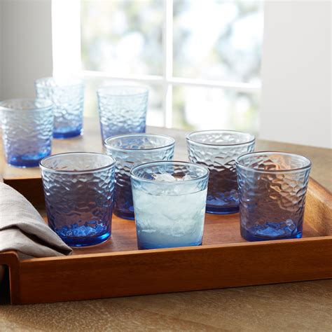 Mainstays Frosted Blue 13 Ounce Double Old Fashioned Drinking Glasses