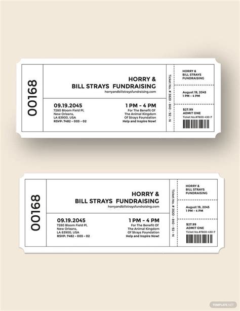Numbered Fundraiser Ticket Template In Pages Illustrator Psd Word