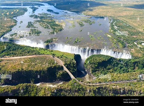 Aerial View Of Victoria Falls In The Border Of Zimbabwe And Zambia