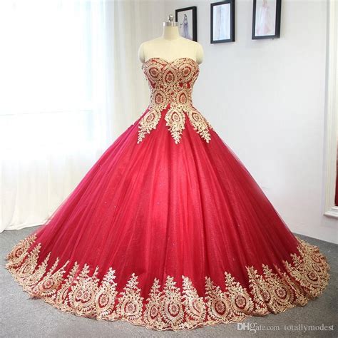 Explore all of our wedding gowns & lace wedding dress collections, a range of fabrics and silhouettes that evoke uniqueness and romance. Discount 2017 New Red And Gold Ball Gown Wedding Dresses ...