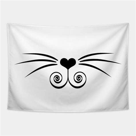 Cute Cat Mouth Abstract Design With Whiskers Cat Mouth Tapestry
