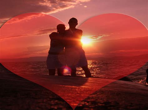 Love Romance Picture Boy And Girl Beach Sea Sunset Heart
