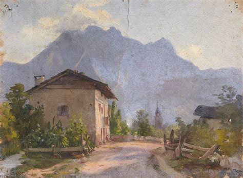 Artwork Replica House With A View Of Mountains By Thomas Stuart Smith