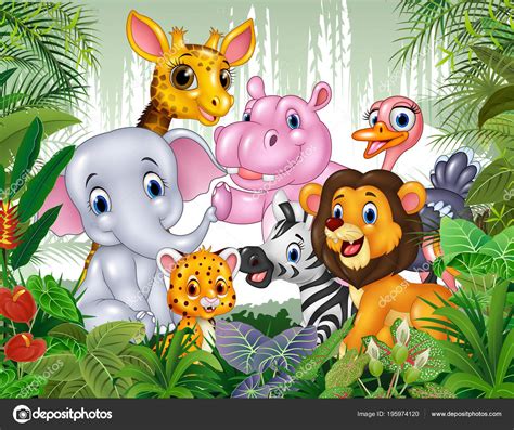 Dibujos Animados Animal Salvaje Selva — Vector De Stock © Tigatelu