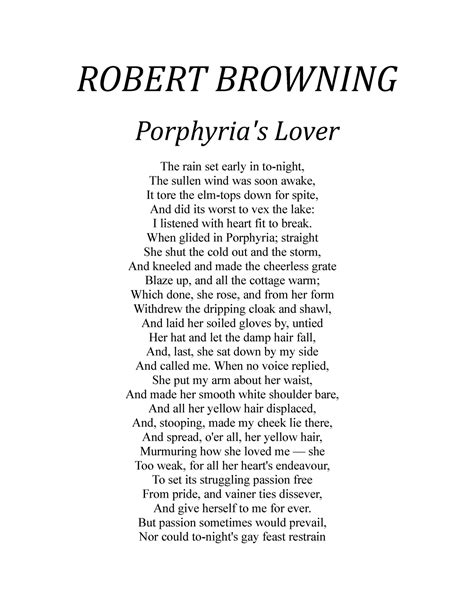 Robert Browning Sdfs Robert Browning Porphyrias Lover The Rain