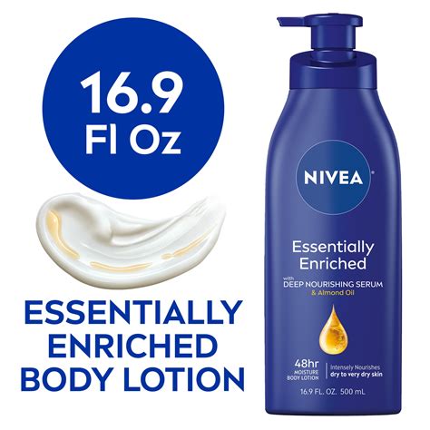 Nivea Essentially Enriched Body Lotion For Dry Skin 169 Fl Oz Pump Bottle