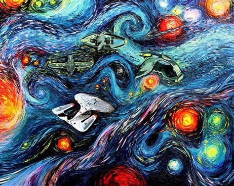 Star Trek Art Starry Night Canvas Print Van Gogh Never Etsy Star