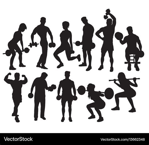 Fitness Gym Activity Silhouettes Royalty Free Vector Image