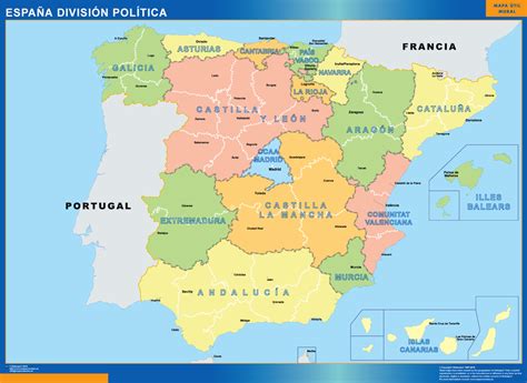 España Division Politica Mapas Murales España Y El Mundo