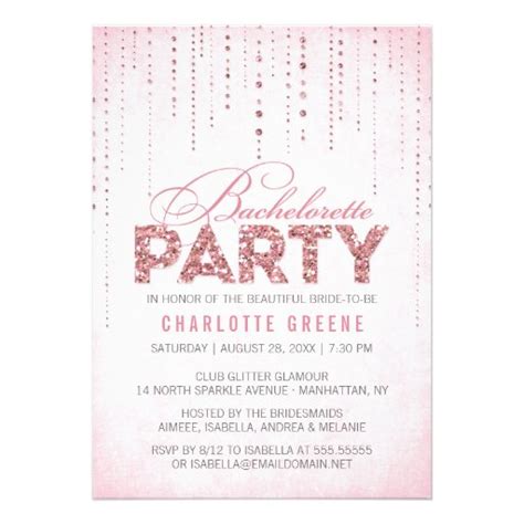 Glitter Look Bachelorette Party Invitation 5 X 7 Invitation Card Zazzle