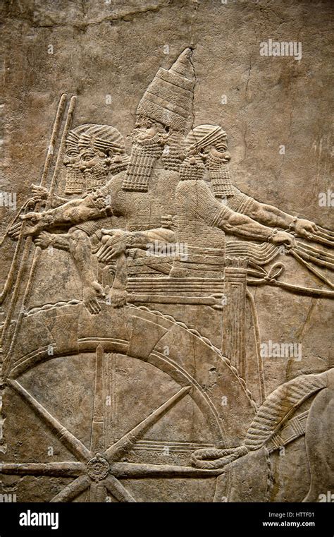 Assyrian Relief Sculpture Panel Of Ashurnasirpal On His Chariot At The