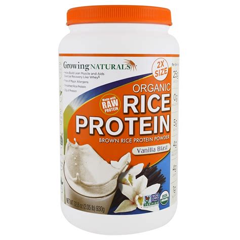 growing naturals organic rice protein brown rice protein powder vanilla blast 2 05 lbs 930