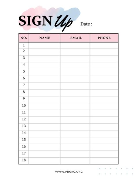 22 Free Sign Up And Sign In Sheet Pdf And Word Templates