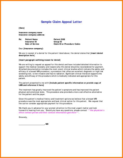 Medical Claim Appeal Letter Template