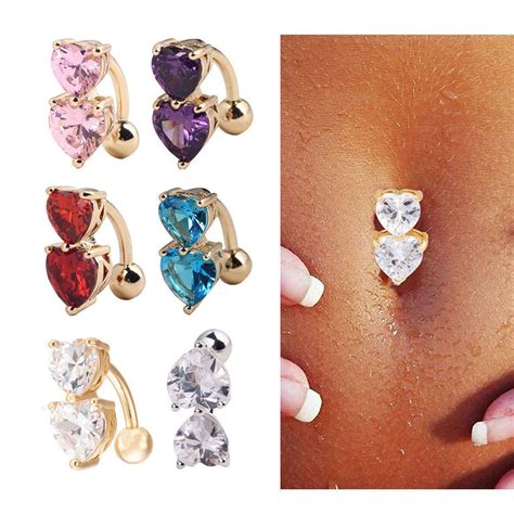 Gold Crystal Rhinestone Belly Button Ring Dangle Navel Body Piercings