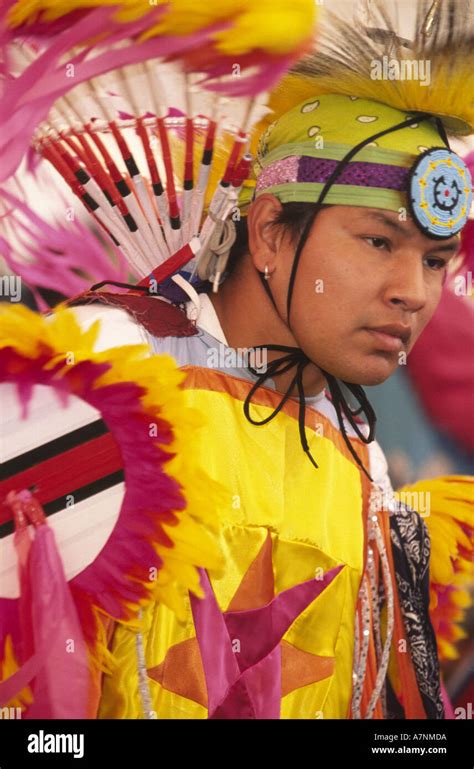 Man Of Yakama Tribe Dances At Indian Powwow Seattle Salmon Homecoming
