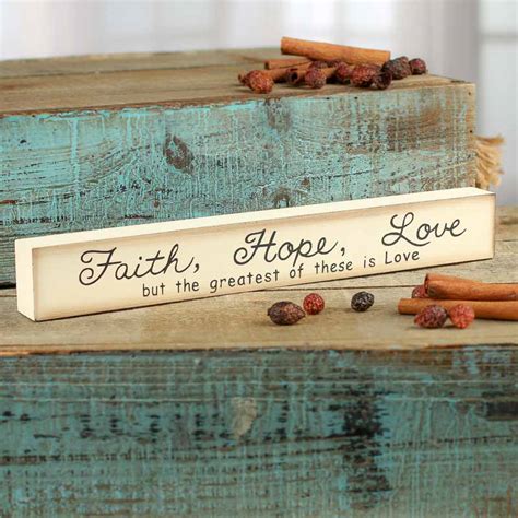 Faith Hope Love Chunky Wood Block Sign Table Decor Home Decor