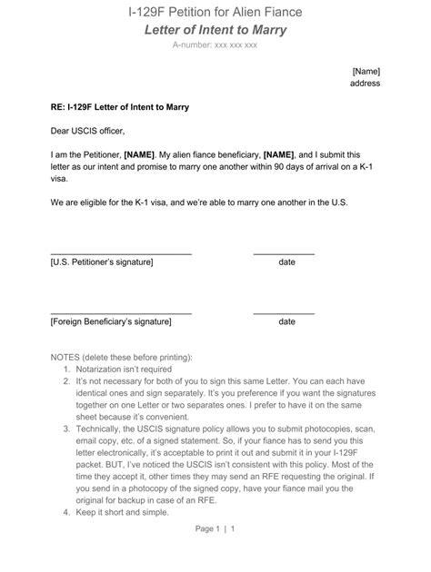 Intent To Marry Letter Template