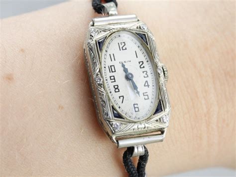 Art Deco Elgin Wrist Watch Vintage Diamond Watch Ladies Etsy Women