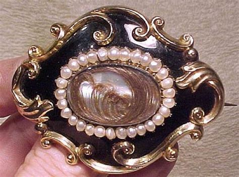 Antique 15k Enamel And Pearls Mourning Brooch 1860 Etsy Uk Brooch
