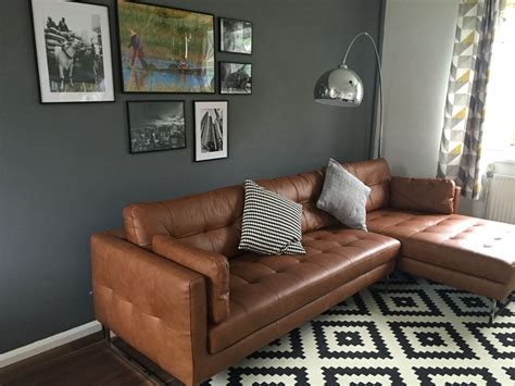 Our New Lounge With Grey Feature Wall And Tan Corner Sofa From Dwell