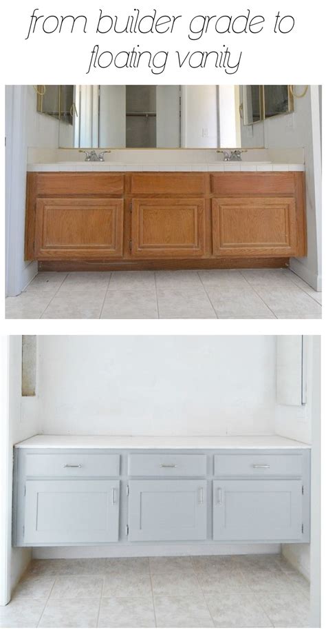 Use these diy bathroom vanity plans to create a beautiful, modern vanity for less than $200. Builder Grade to Floating Vanity | Centsational Style | Diy bathroom vanity, Diy bathroom ...