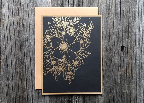 Gold Embossed Flowers Any Occasion Cards Handmade Just Because Cards