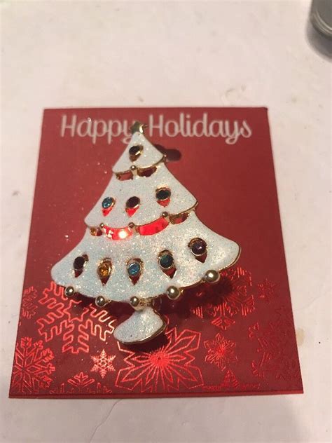 Christmas Tree Pin Brooch Gorgeous Sapphire Color Crystal Ships N 24h