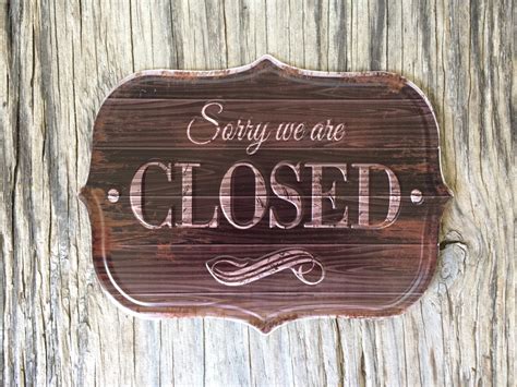 Vintage Style Tin Metal Sign Store Closed Sign Rustic