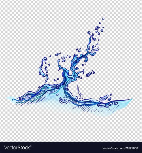 Water Splash Hand Drawn Color Sketch Royalty Free Vector