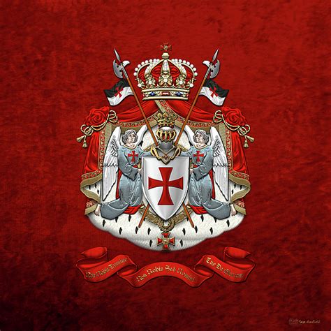 knights templar coat of arms over red velvet jigsaw puzzle by serge averbukh pixels puzzles
