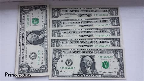 Uncirculated Us Dollarseries Of 1 One Dollar Bill Unc Byecoins