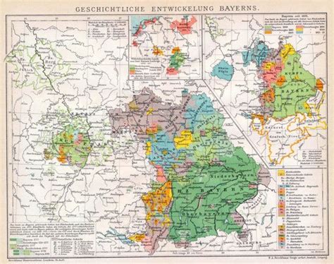 1894 German Vintage Map Of The History Of Bavaria Historical Map