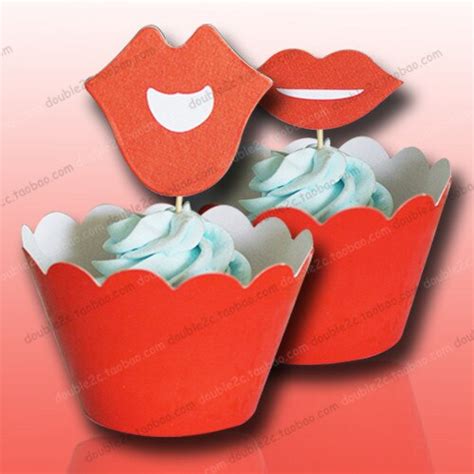 Sex Red Lips Cupcake Wrappers Cupcake Toppers And Cupcake Wrappercakes