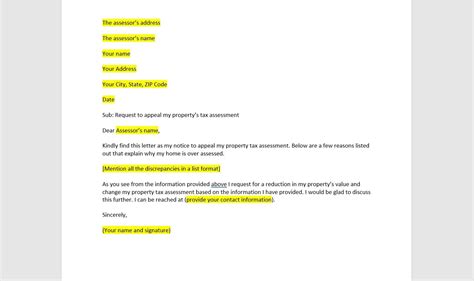 Property Tax Appeal Letter Template, Property Tax Appeal Letter