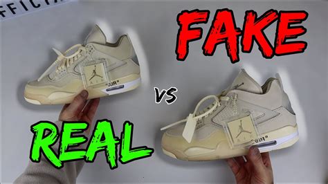 Real Vs Fake Nike X Off White Jordan 4 Sail Comparison Youtube