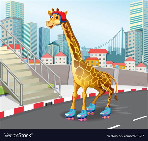 Giraffe Playing Roller Skate Royalty Free Vector Image
