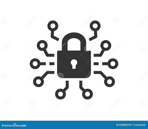Cyber Security Icon On White Background Vector Illustration Stock