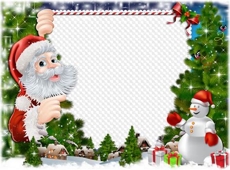 Psd Png Santa Claus And Snowman Photo Frame