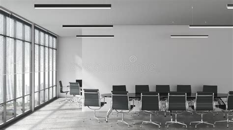 Modern Conference Room Interior Decoration With White Wall Tone And