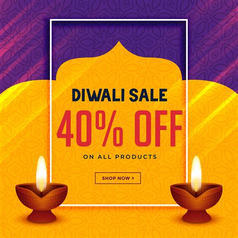 Happy Diwali Creative Sale Banner With Two Diya Download Free Vector