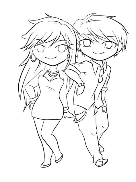 12 Pics Of Cute Emo Anime Couple Coloring Page Chibi