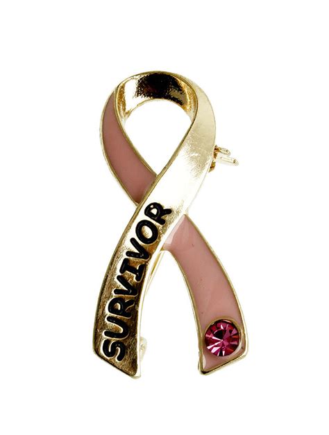 Breast Cancer Pink Ribbon Gold Survivor Lapel Pin